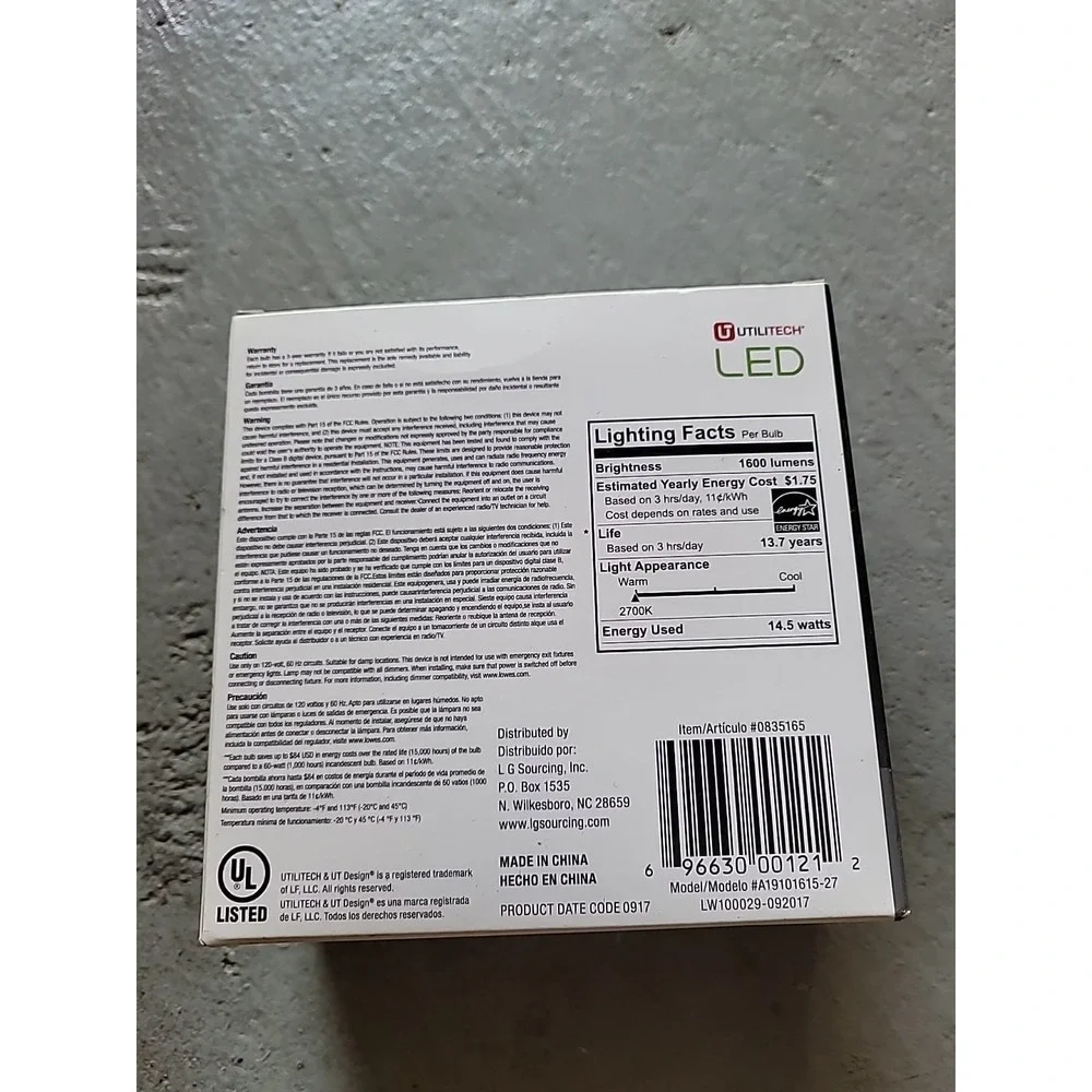 Utilitec LED 100W Soft White 2 Pack Dimmable 1600 Lumens Using 14.5W‎ Light Bulb